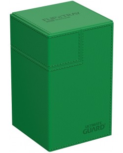 Cutie pentru carduri Ultimate Guard Flip`n`Tray 100+ XenoSkin - Monocolor Green (100+ bucăți)